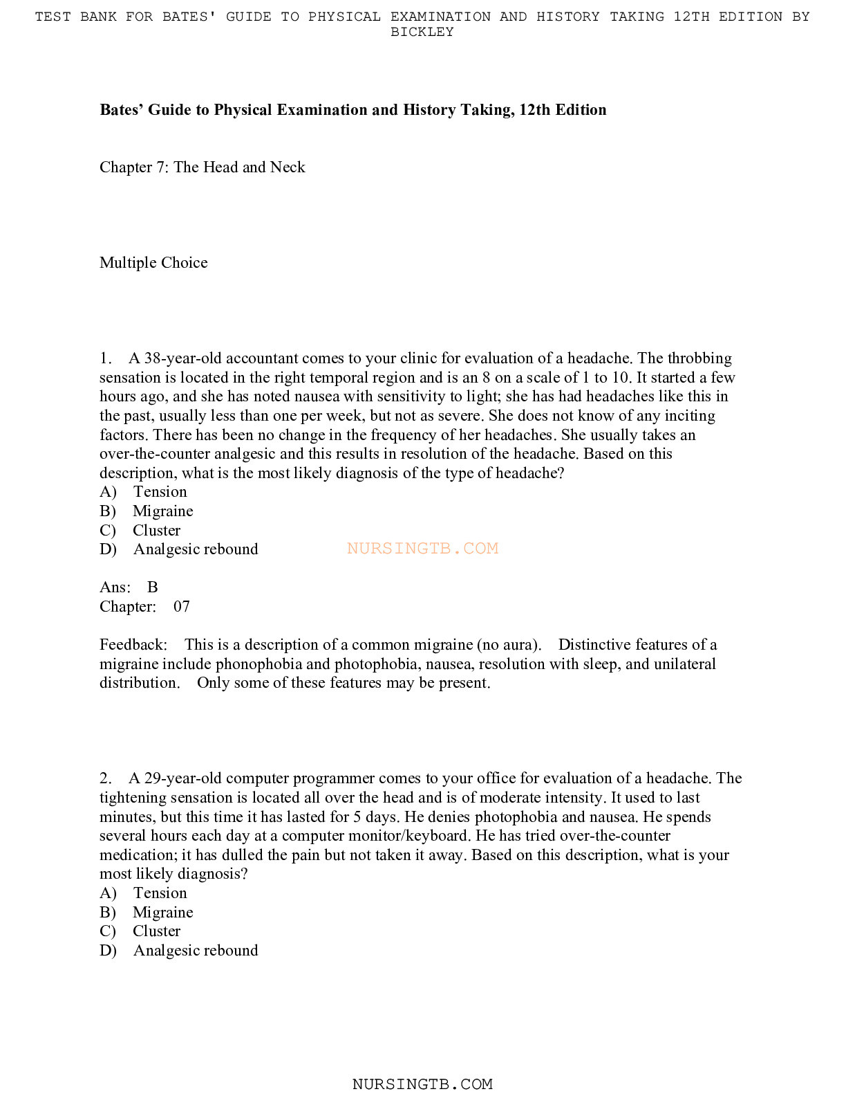 Chapter 7: The Head and Neck : Bates’ Guide to Physical Examination and History Taking, 12th Edition