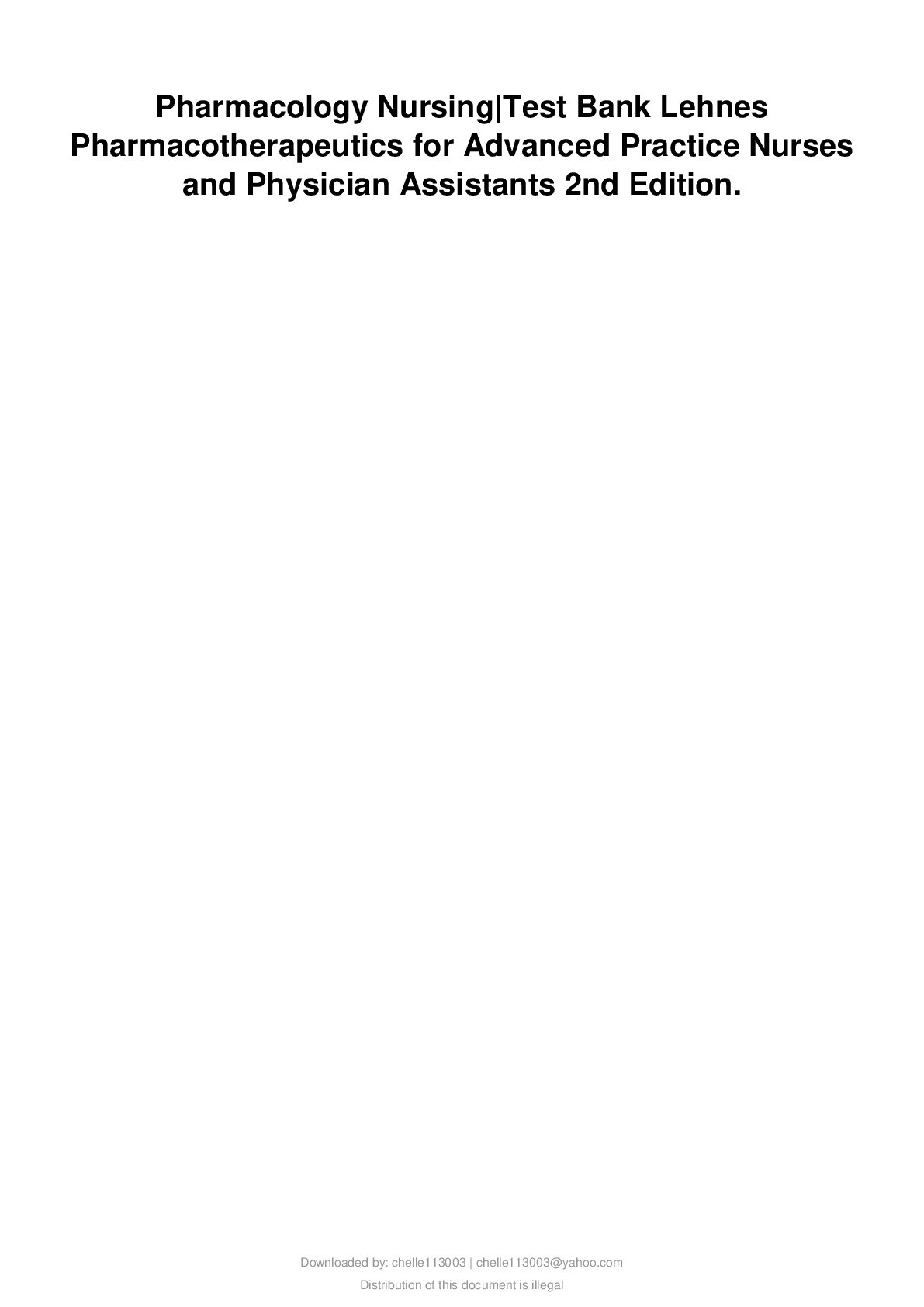 NURS_6521_TEST_BANK_Lehnes_Pharmacotherapeutics_1st_edition