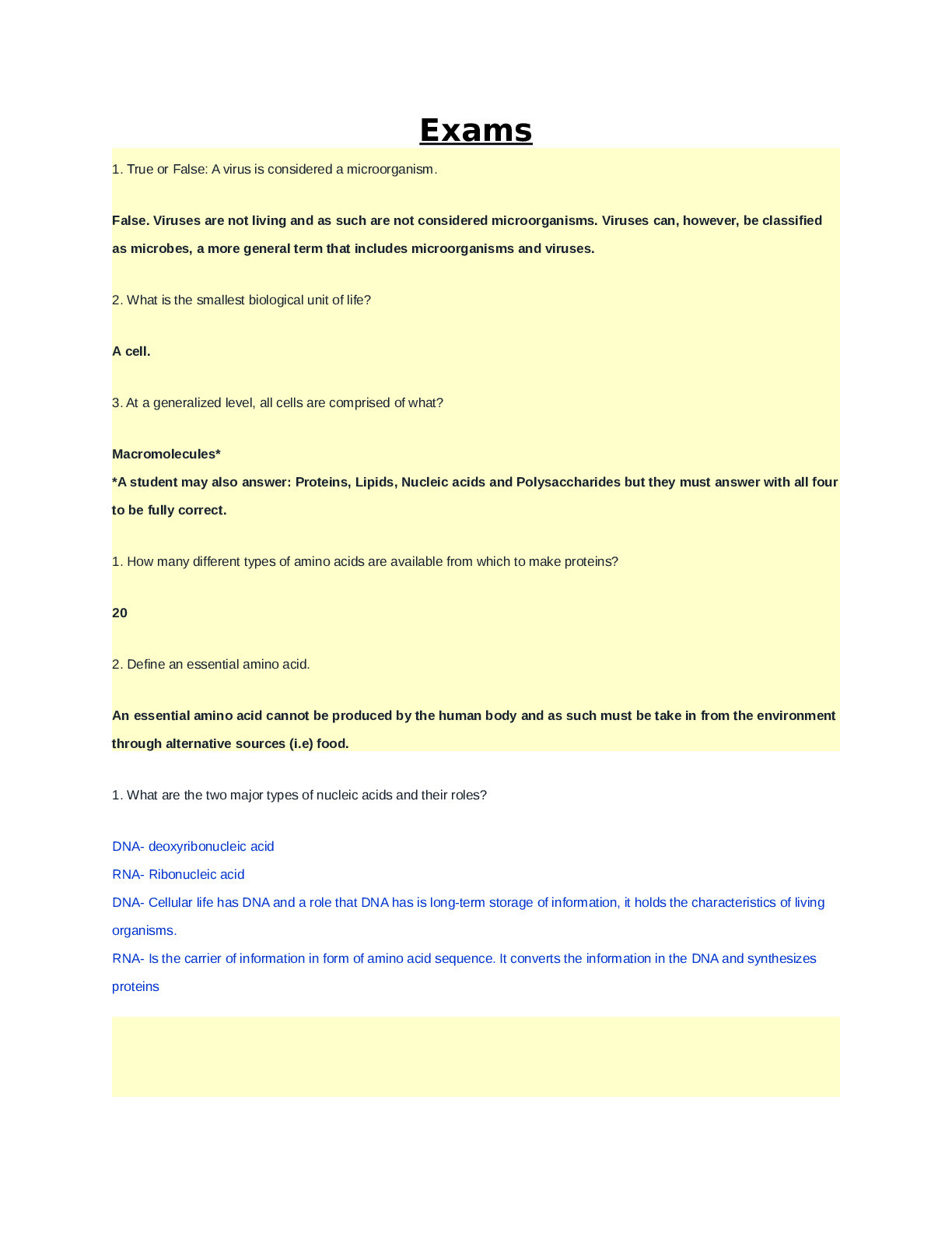 Portage Learning BIOD 171 Microbiology Lecture Exam Key 1 6 (Answered)